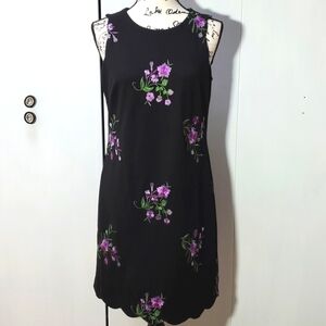 Jones Studio- Womens Black  Sheath Dress vibrant Embroidered Floral pattern Sz.2